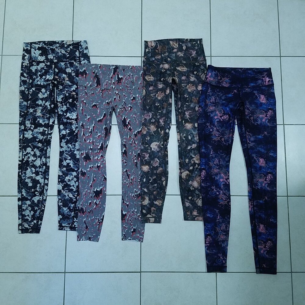 4 Lululemon Speed Up  Floral Flux Frosted Rose Mirage Watercolor 4 XS Bundle